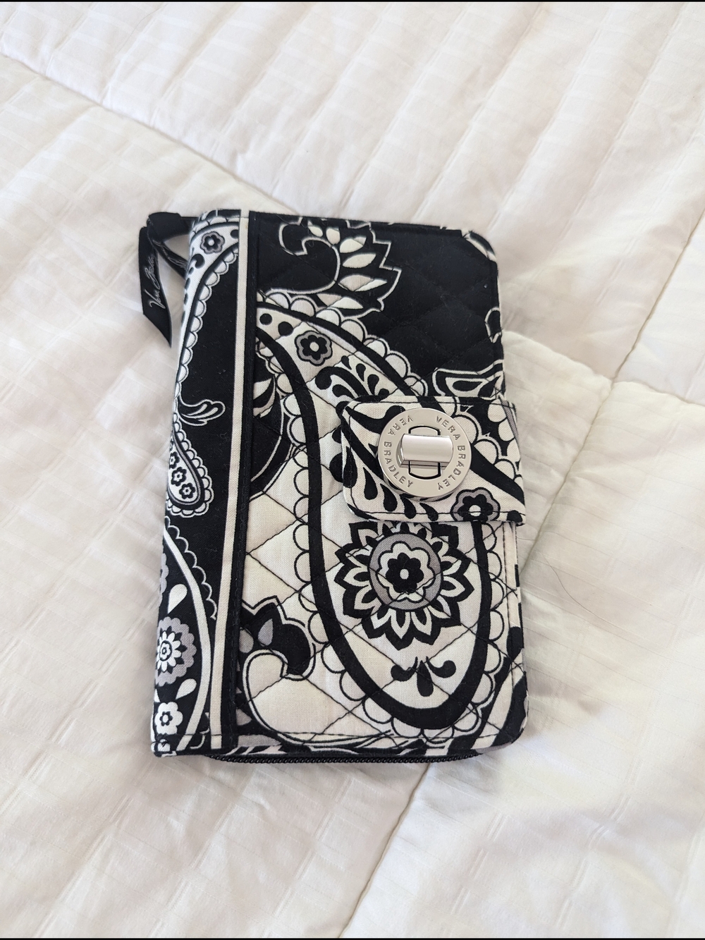 Vera Bradley Black & White Paisley Turn Lock Wallet
